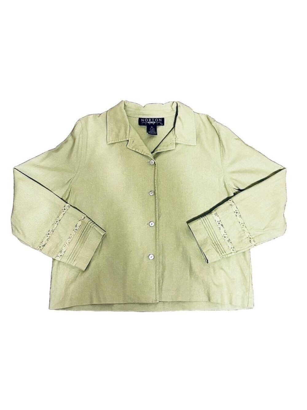 Norton Vintage Light Green Petite Button Down Jacket - Picture 3 of 11